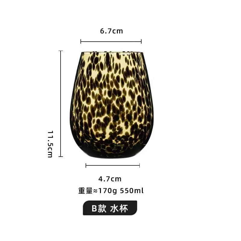 [Drop Shipping Supported] Bohong Leopard Print Wine Glass Modern Simple Stemmed Wine Glass Creative Hotel Table Decoration