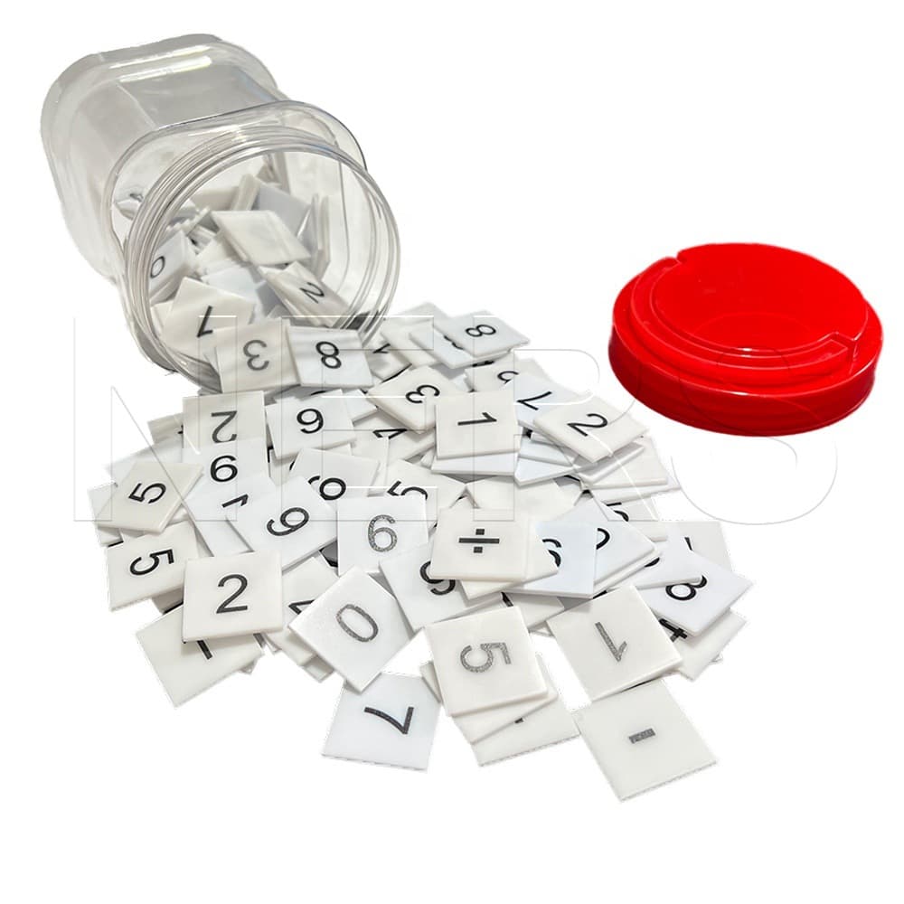 NERS School Classroom Supplies 1" x 1" Plastic 175 Computer Number Bucket Math Tiles
