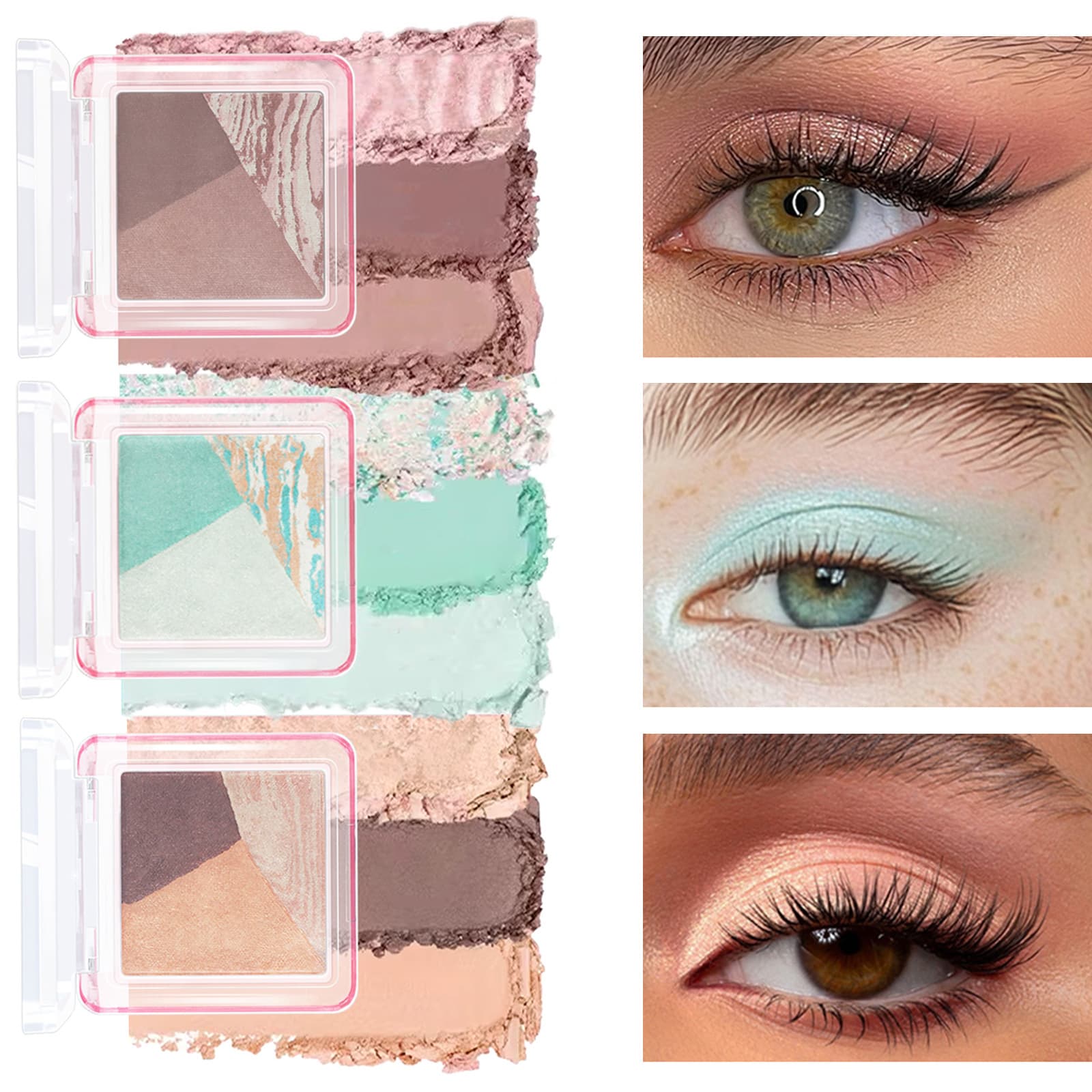Cross-border new checkered three-color eye shadow palette mint orange brown matte earth color one-pan makeup baked powder eye shadow palette