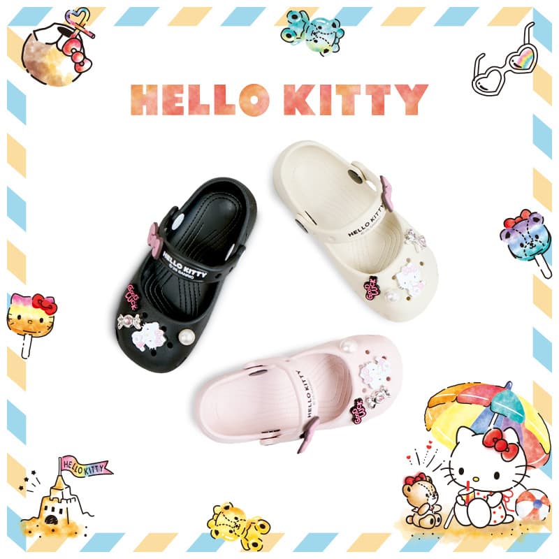 HELLO KITTY Lucky Sweetheart! Ballet Clog Sandals, Comfortable Versatile Non-Slip Parent-Child Kids' Shoes