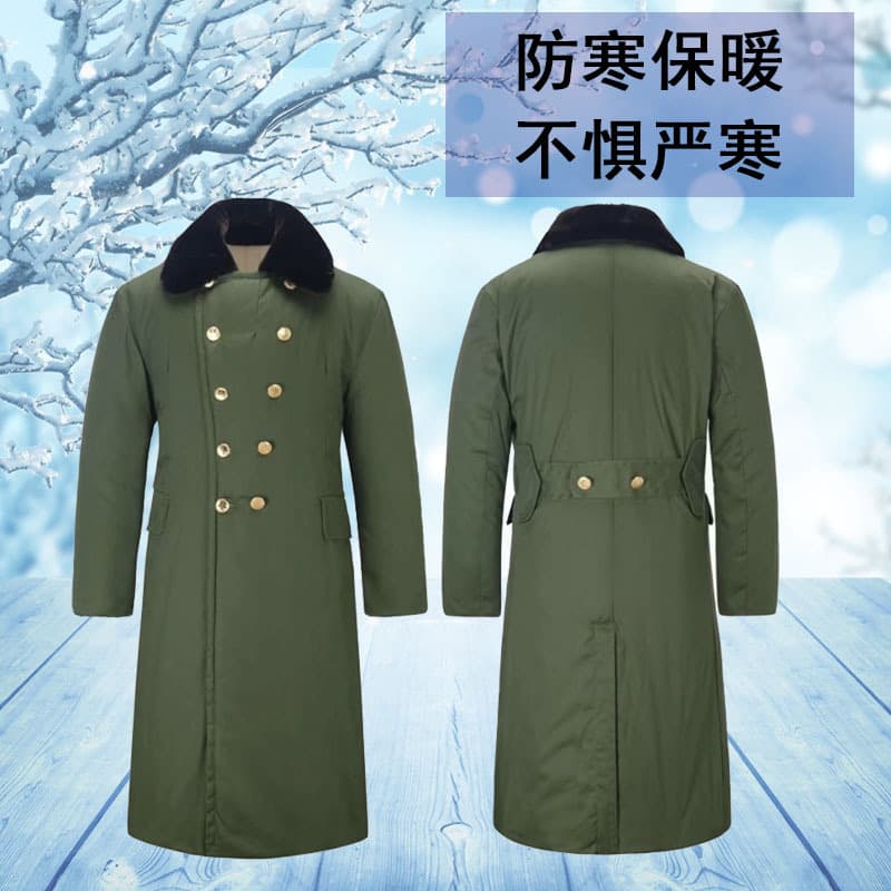 Military coat, long knee-length, cold-resistant and warm at minus 40 degrees, cotton coat, thickened long cold storage winter labor protection cotton coat