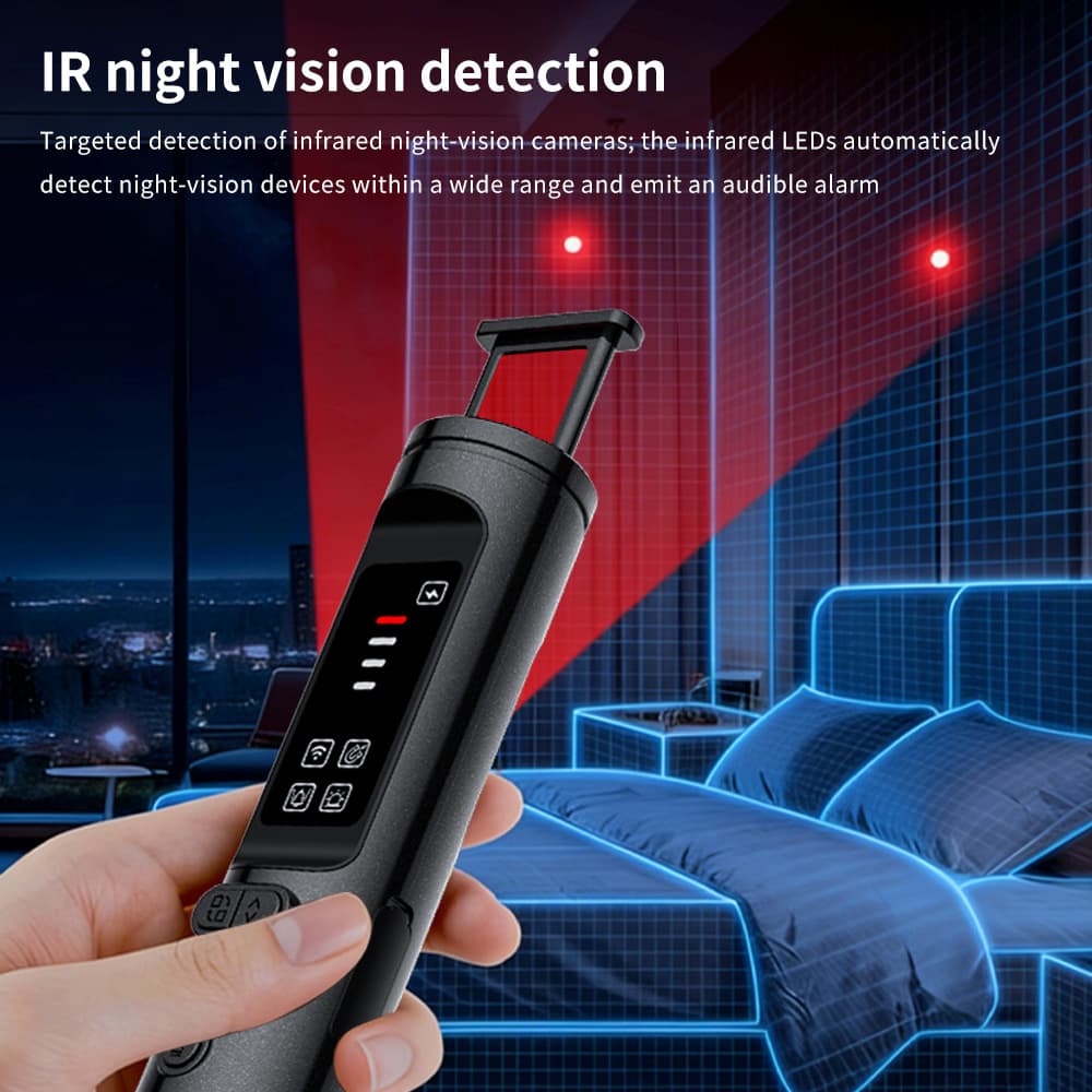 Camera detector, intelligent anti-candid photography, anti-monitoring, anti-positioning, vibration alarm detection, flashlight detector