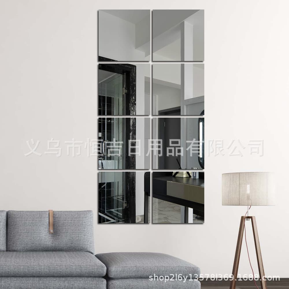 Square mirror wall stickers for home bedroom dormitory dressing mirror self-adhesive soft mirror acrylic mirror wall stickers