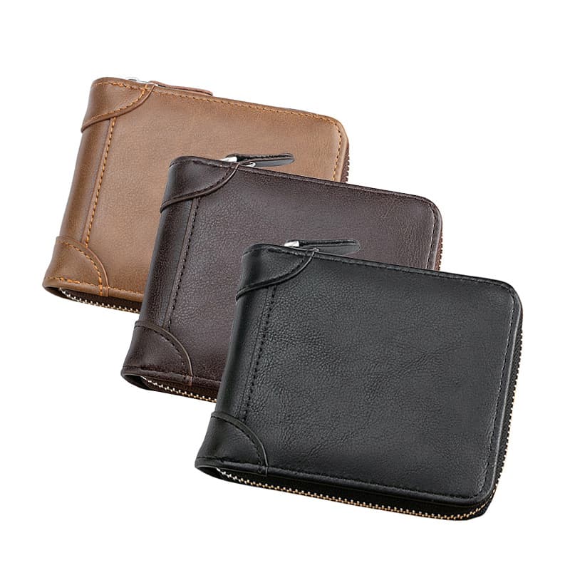Men's fashionable short portable zipper multifunctional large capacity multi-card slot coin pouch wallet
