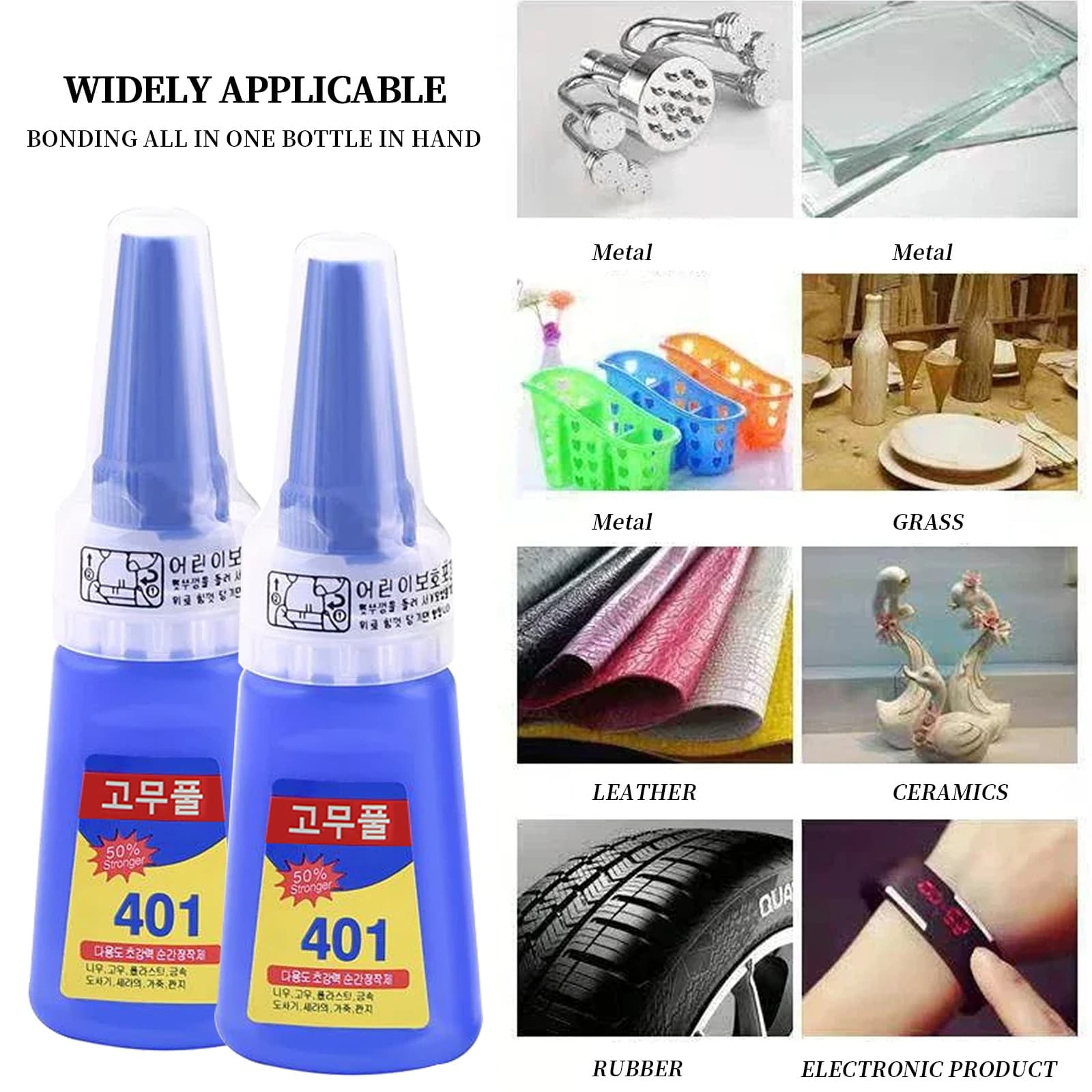 Cross-border Nail Art Strong Transparent Korean 401 Glue Soft Nail Art Metal Plastic Jewelry Low Albino Multi-function