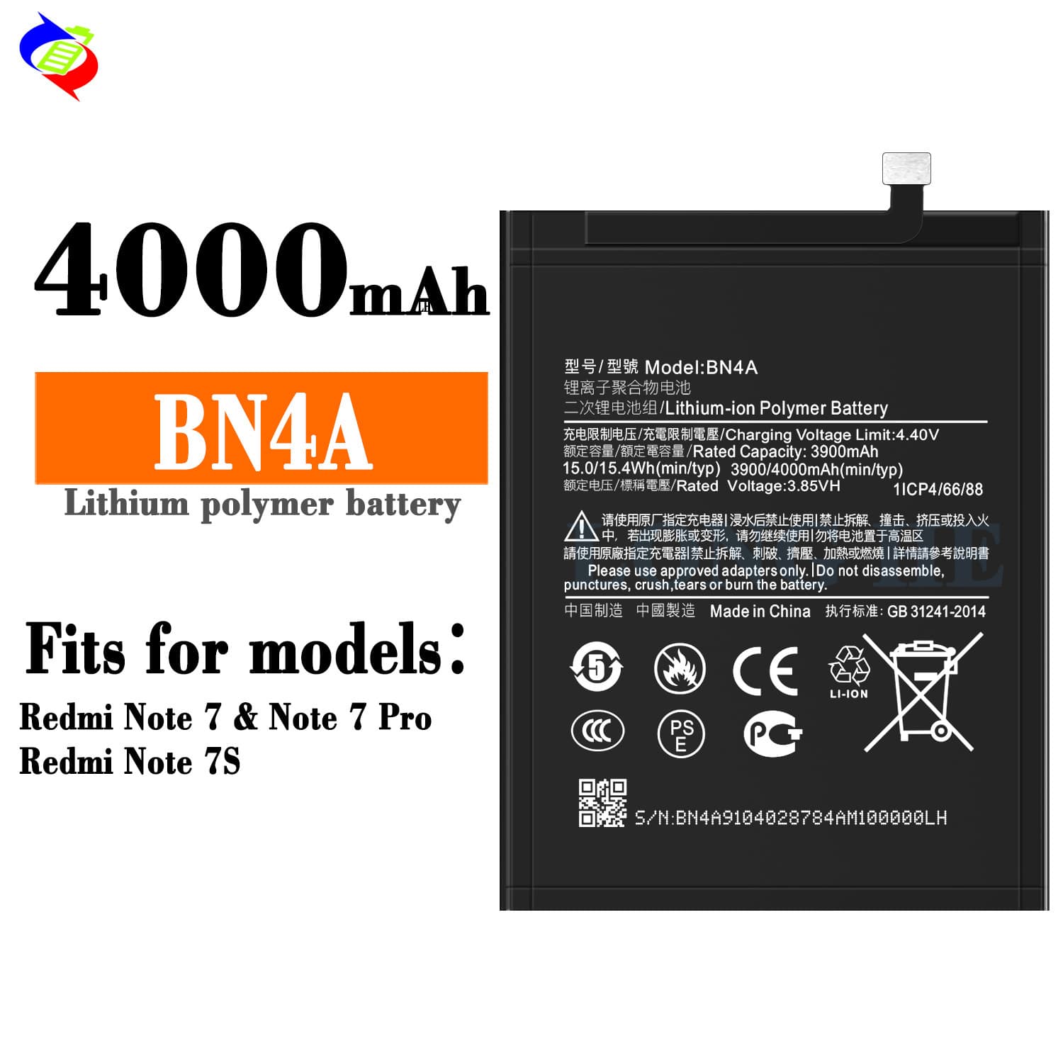 Suitable for Xiaomi Redmi note 7/Note 7 Pro/Note 7s mobile phone battery BN4A wholesale