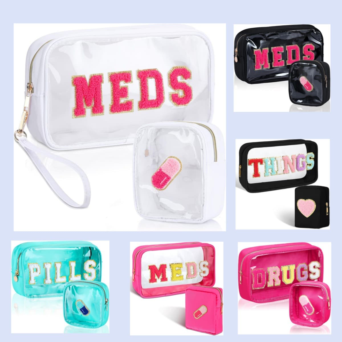Cross-border Medicine Embroidery Storage Bag Transparent PVC Cosmetic Bag Convenient Wet-Dry Separation Travel Toiletry Bag