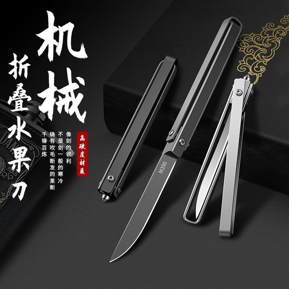 Mechanical folding fruit knife, portable meat-eating knife, sharp and high hardness, outdoor camping survival knife