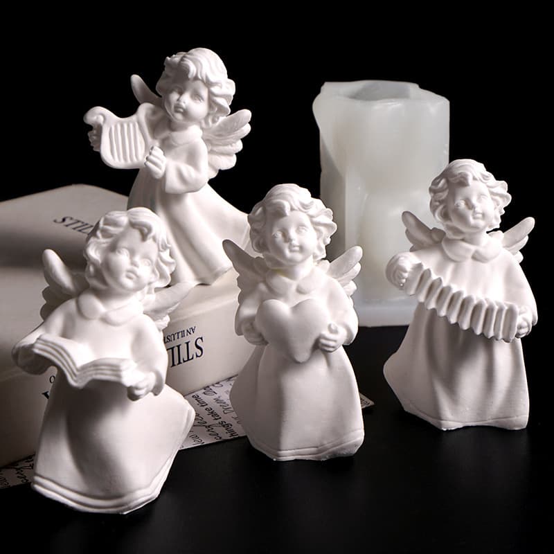 New Little Angel Cupid Candle Mold Musical Instrument Harp Little Angel Plaster Ornament Love Cupid Mold
