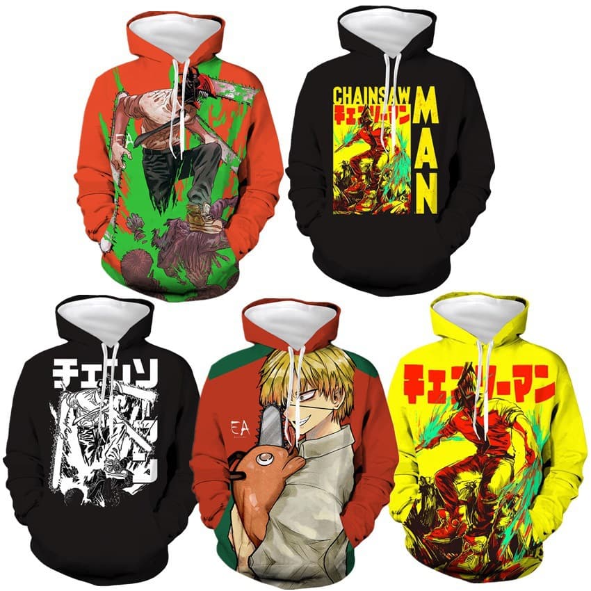 New Spring Chainsaw Man Cosplay Casual Hoodie Men 3D Digital Print Sweatshirt Coat Women Wholesale