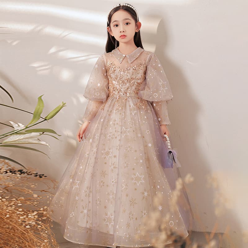 Children's Birthday Dress Girl Princess Dress Flower Girl Wedding Little Girl Host Piano Performance Dress Spring