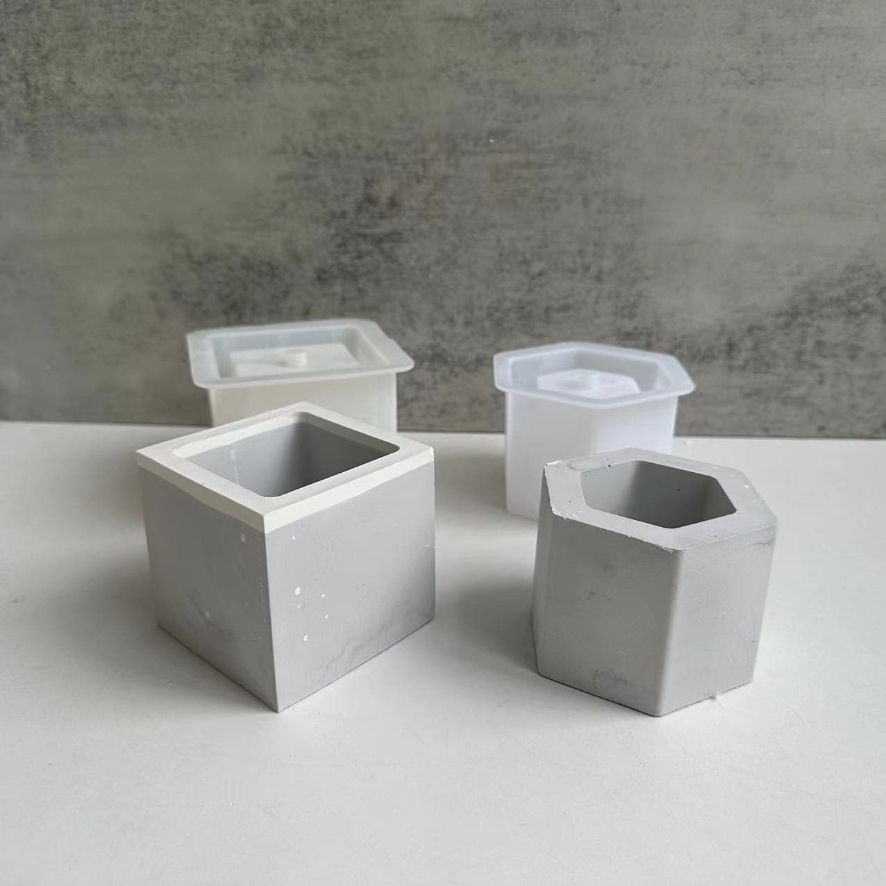 Hexagonal square flower pot with holes silicone mold succulent potted plant plaster mold