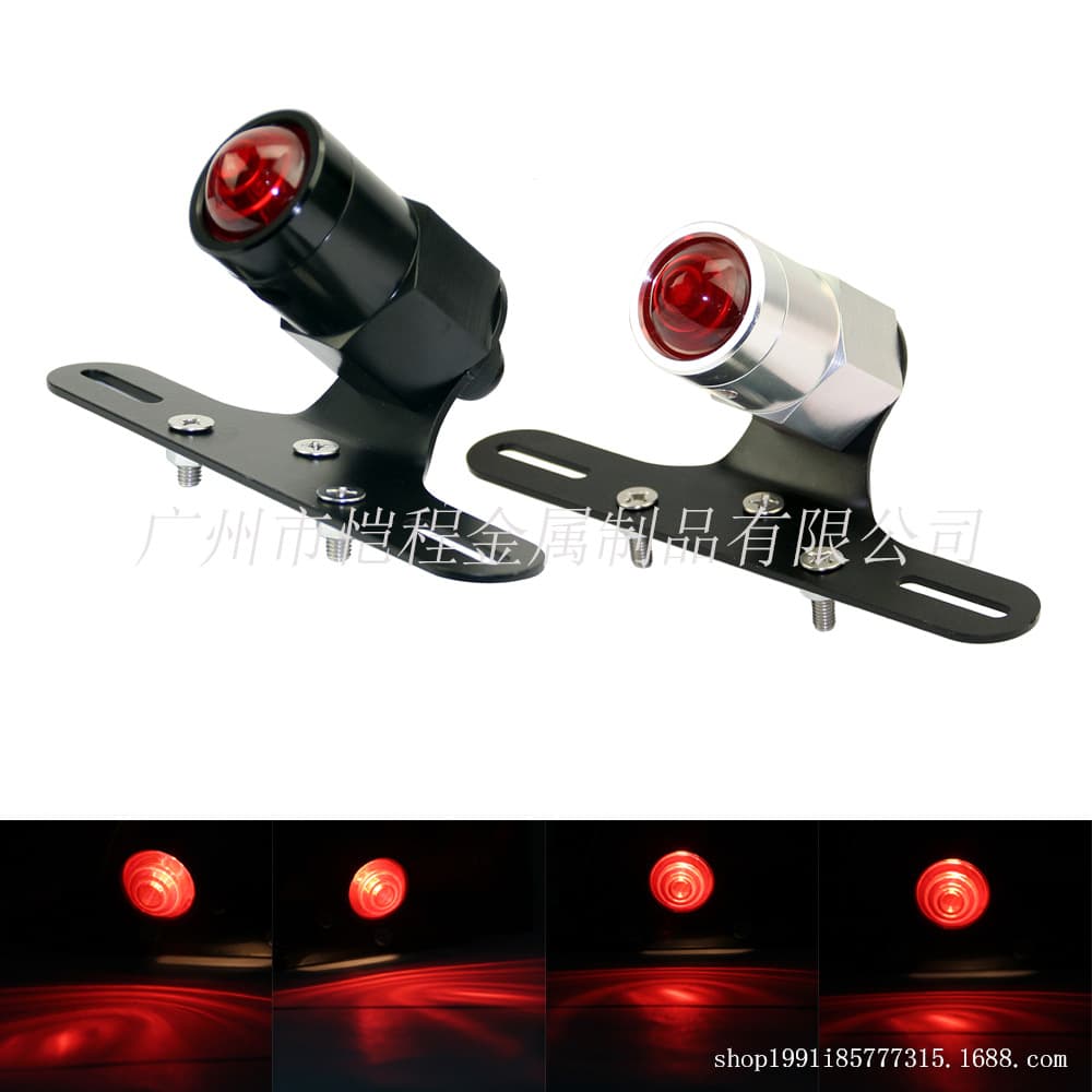 Universal Dirt Bike Modification Parts for Harley Kawasaki Yamaha Suzuki 12V Black Vintage Tail Light License Plate Light
