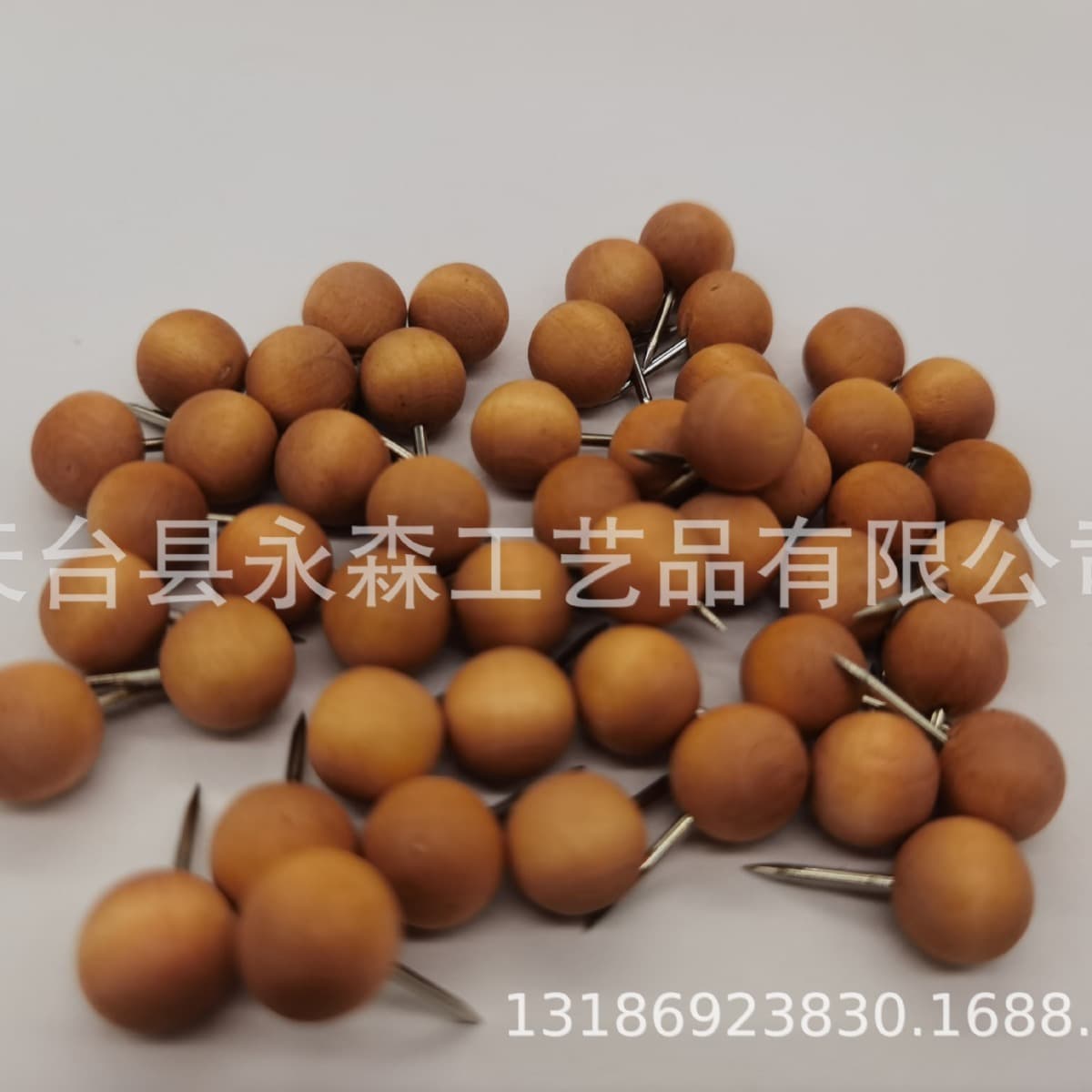 Hemu Amazon Wooden Thumbtacks, Natural Wood Pin Set, Creative Office Stationery Solid Wood Pins, Wooden Ball Tacks