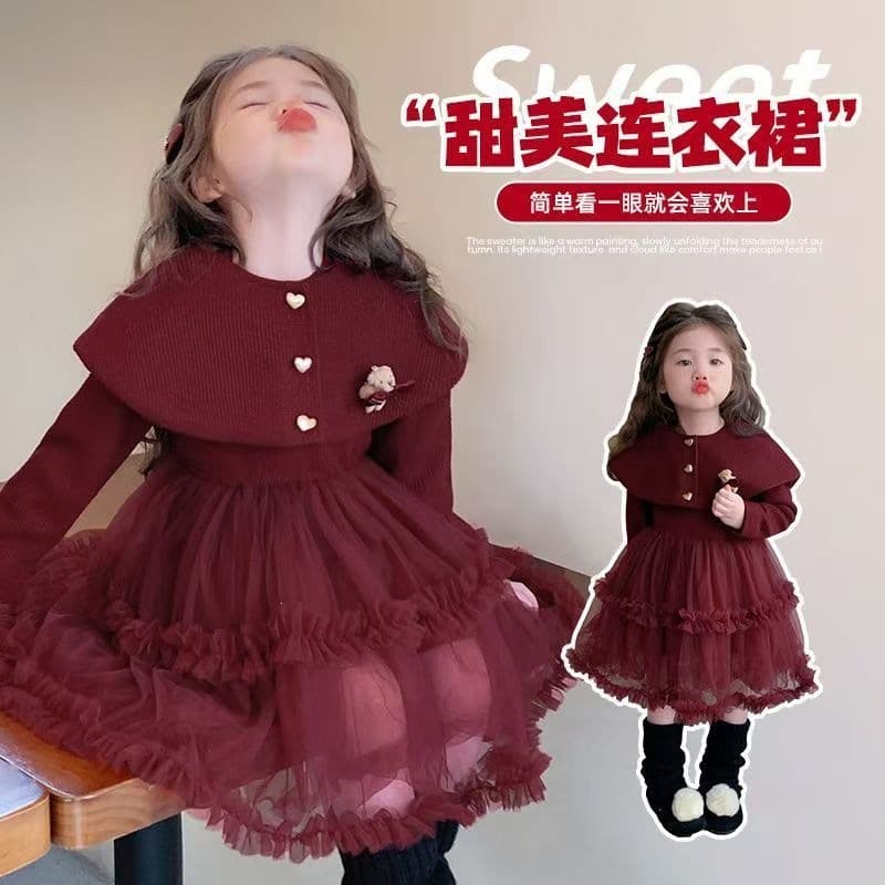 Girls Princess Dress Spring Autumn Dress Children Fashionable New Spring Baby Birthday One-Year-Old Party Dress