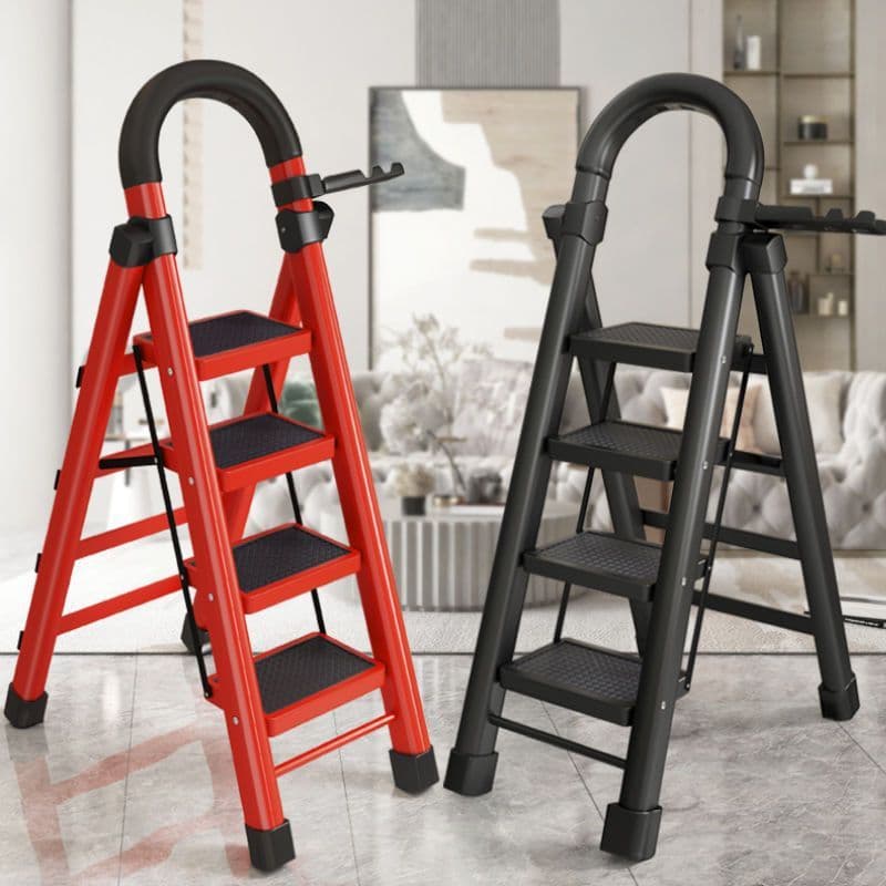 Household Folding Ladder, Thickened Carbon Steel A-Frame Ladder, Mobile Stairs Telescoping Step Ladder, Multi-functional Indoor Ladder Factory