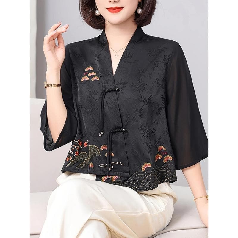 Y 52674 Floral Embroidered Shirt Set (Cross-border Dropshipping)