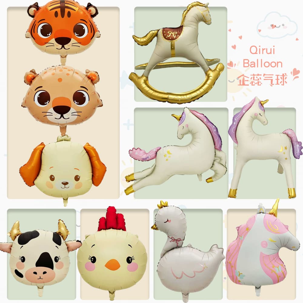 Cute Cartoon Animal Series Balloon Theme Party Atmosphere Decoration Props Unicorn Dog Aluminum Film Balloon