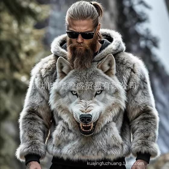 Amazon Cross-Border EU/US Viking Style Men's Hooded Pocketless Casual Printed Sweatshirt