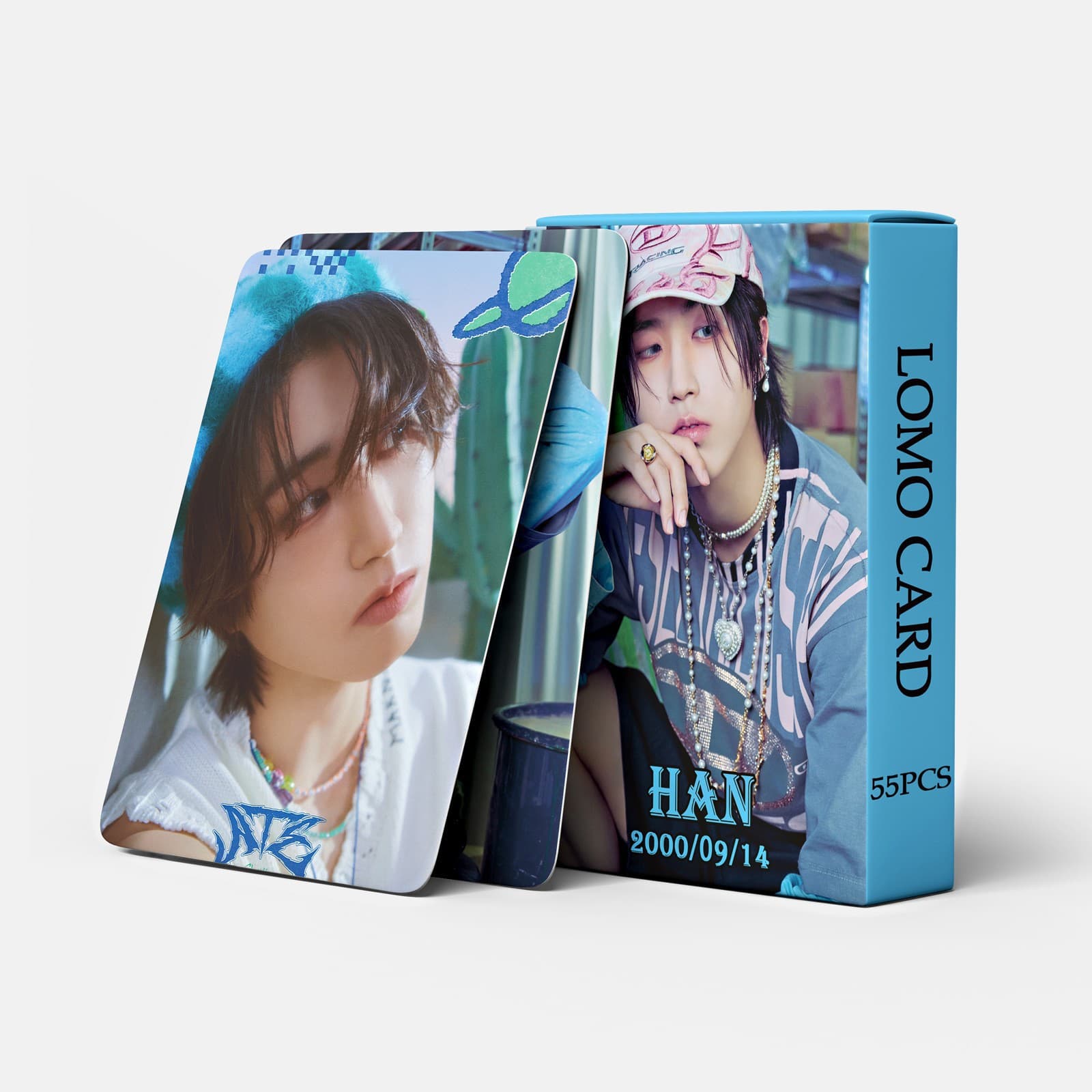 Large stock of 55 Stray Kids photocards featuring Han Ji-sung and ATE (H-brand merchandise). Printed by our factory.