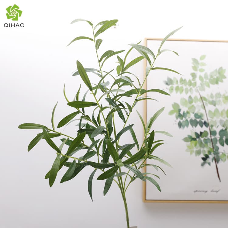 Artificial 10-Branch Olive Branch Decorative Leaves Fake Foliage for Indoor Flower Arrangement Artificial Green Olive Leaf Landscape