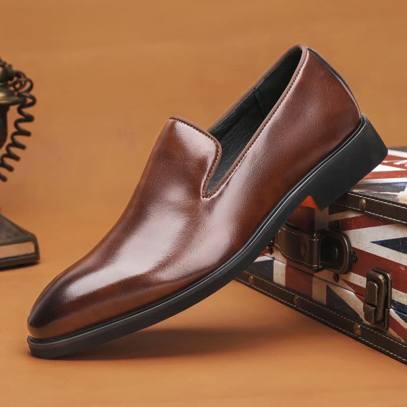 2025 Spring/Summer New Genuine Leather Business Dress Shoes for Men, Slip-On Formal Oxfords, British European Style Men's Shoes