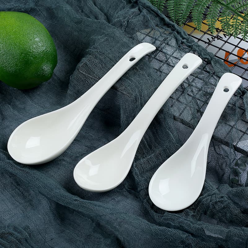 Ceramic Long-Handled Large Soup Spoon, Household Small Soup Spoon, Commercial Hotel Restaurant Spoon, Coffee Spoon, Dessert Spoon