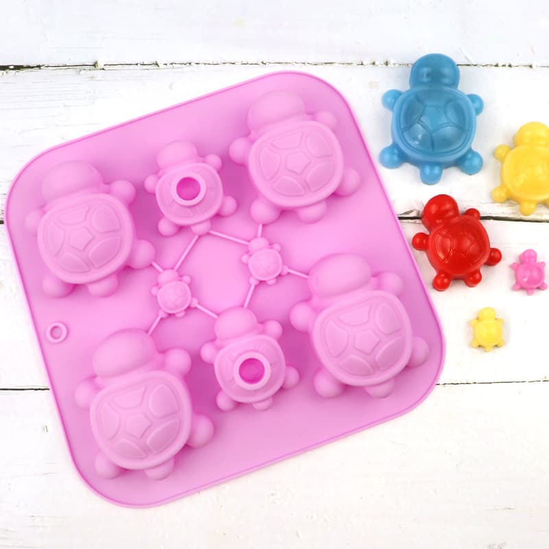 Cross-border 8-Connected Turtle Cake Mold, Cold Process Soap Mold, Multi-Expression Cartoon Rice Cake Mold, Jelly Mold