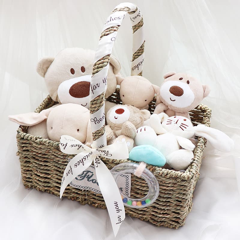 Spring/Summer Newborn Baby Cotton Gift Box, Full Moon & 100-Day Gift for Boys and Girls, Colorful Cotton Toy Set Gift Package