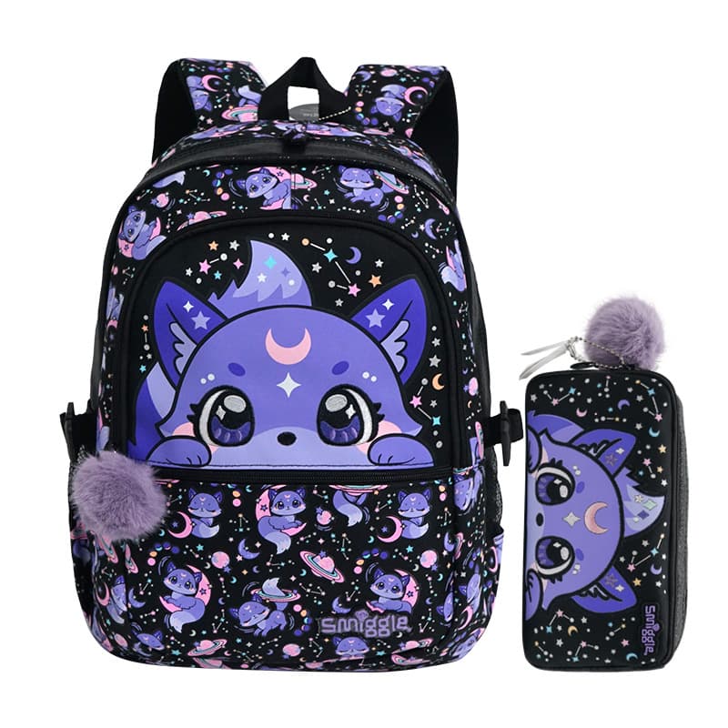 Australia Smiggle High Appearance Girl Elementary School Backpack Cute Fox Stress Relief Waterproof School Bag Pencil Case Set