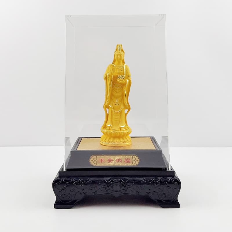 Direct from Manufacturer Flocked Sand Gold Guanyin Bodhisattva Statue, Wealth and Safety Home Craft Wholesale