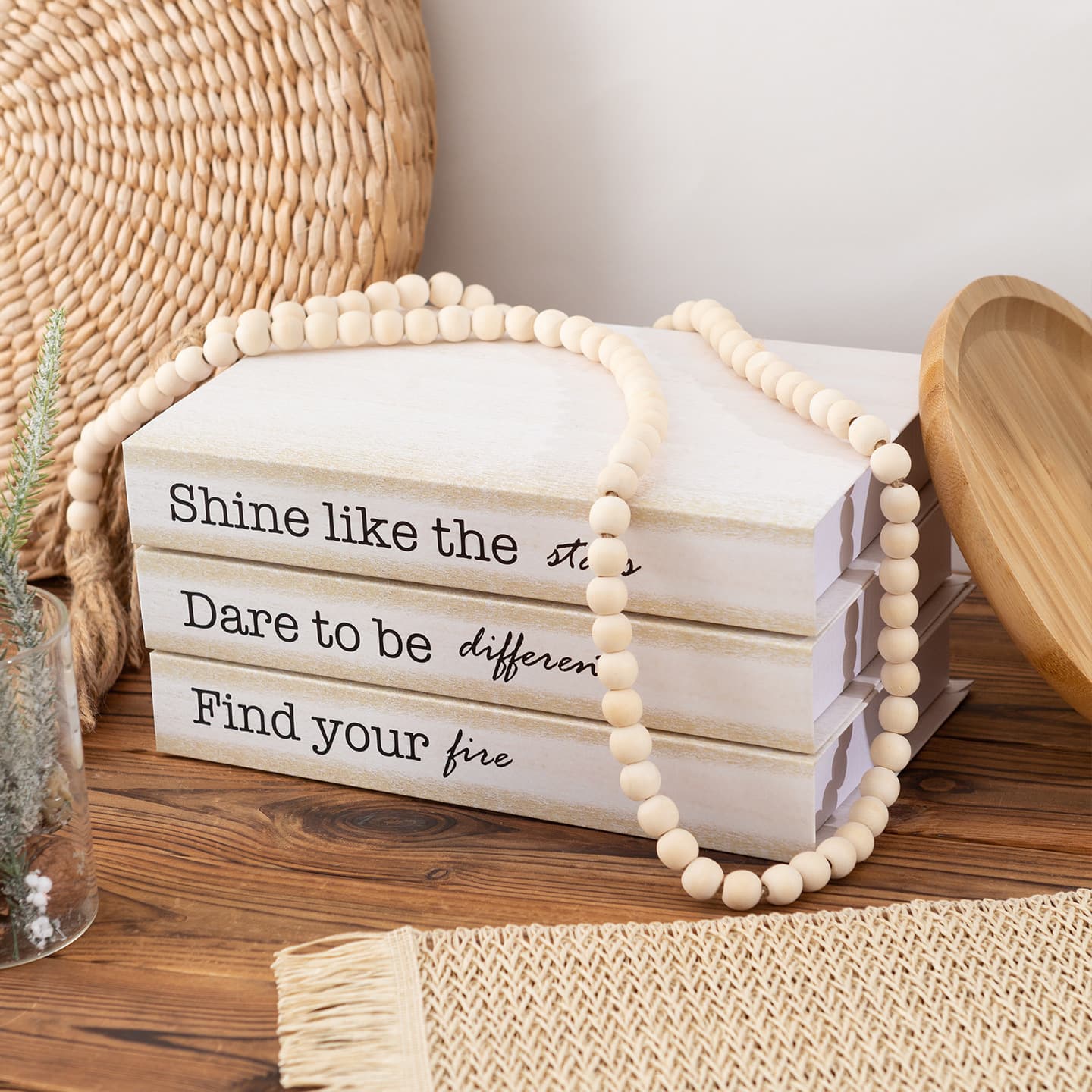 Popular faux wood grain folding book ornament for desks, simple and elegant white decorative book, cross-border e-commerce.