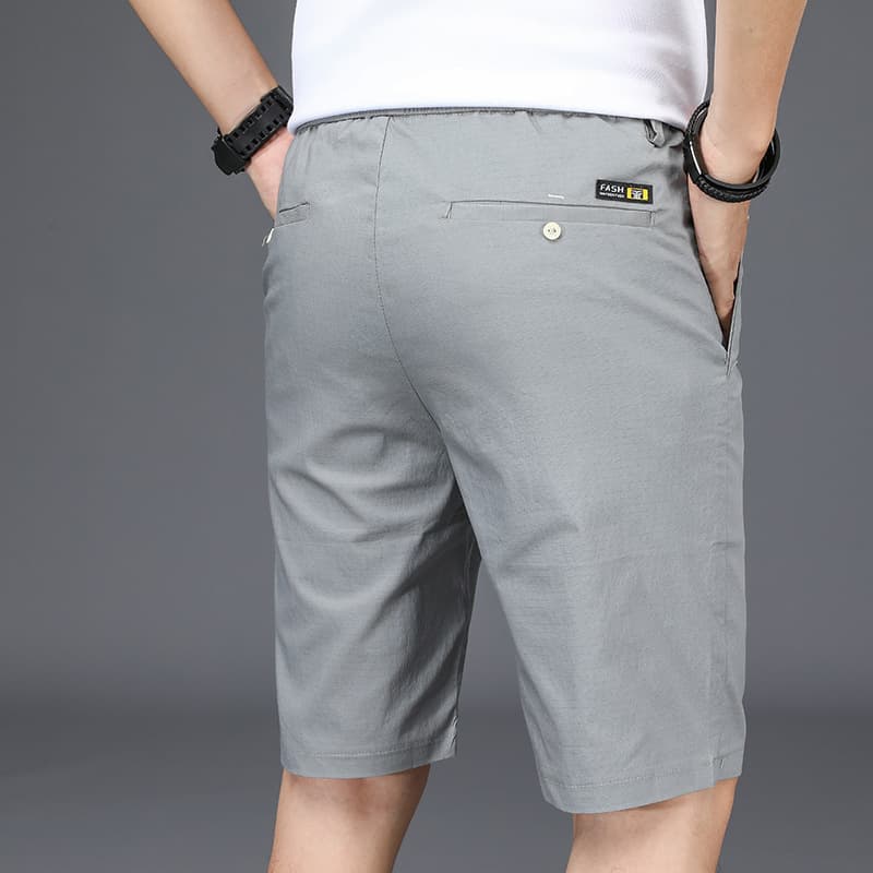 Ice silk cool summer shorts men's thin casual pants summer quick-drying pants loose straight leg five-quarter pants mid-pants
