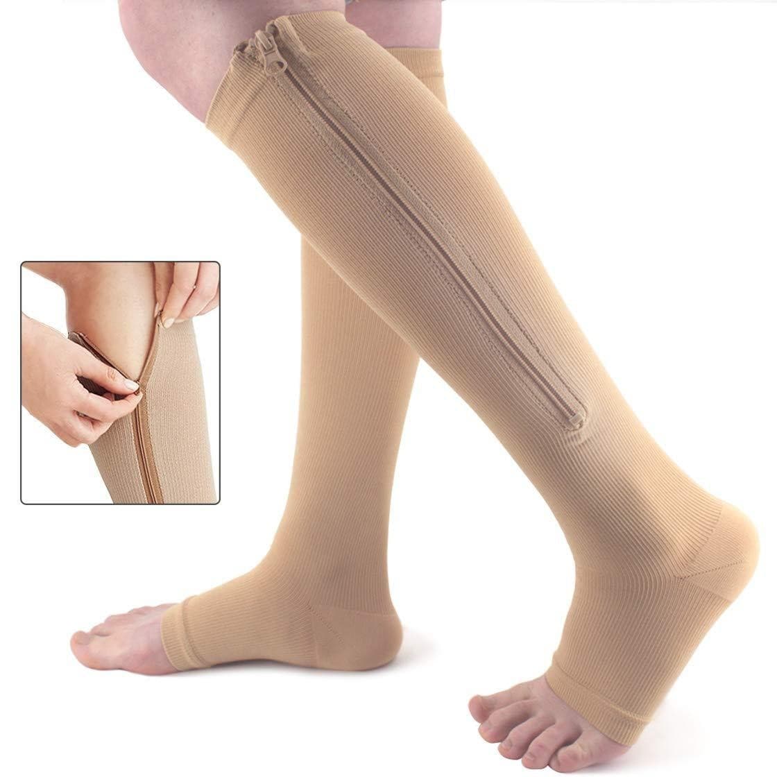 Cross-border Running Compression Socks Calf Support Socks with Zipper