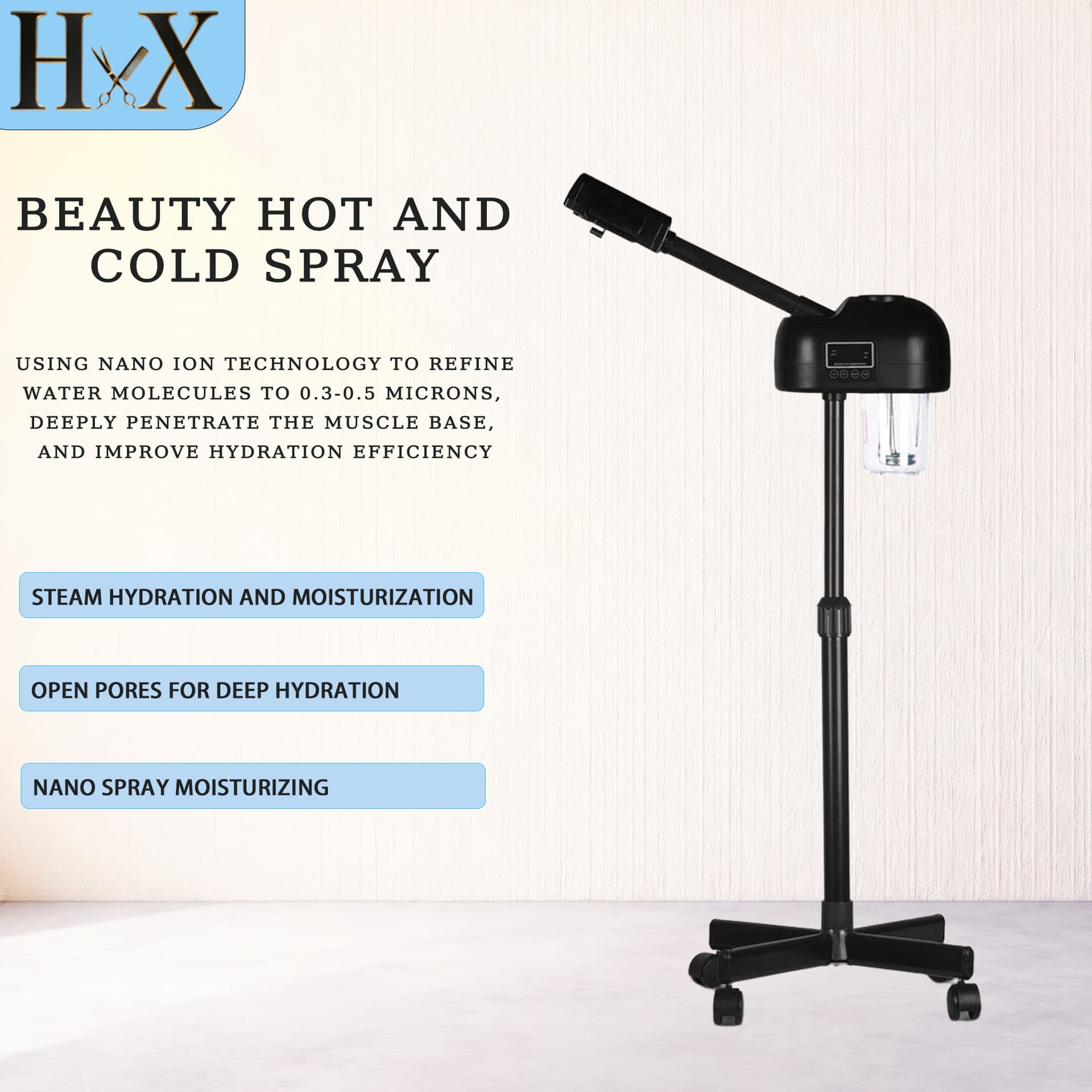 Cross-Border Facial Steamer Beauty Device, Hot Spray Machine, Facial Steamer, Beauty Salon Single Hot Spray Spa Sprayer, Manufacturer Wholesale
