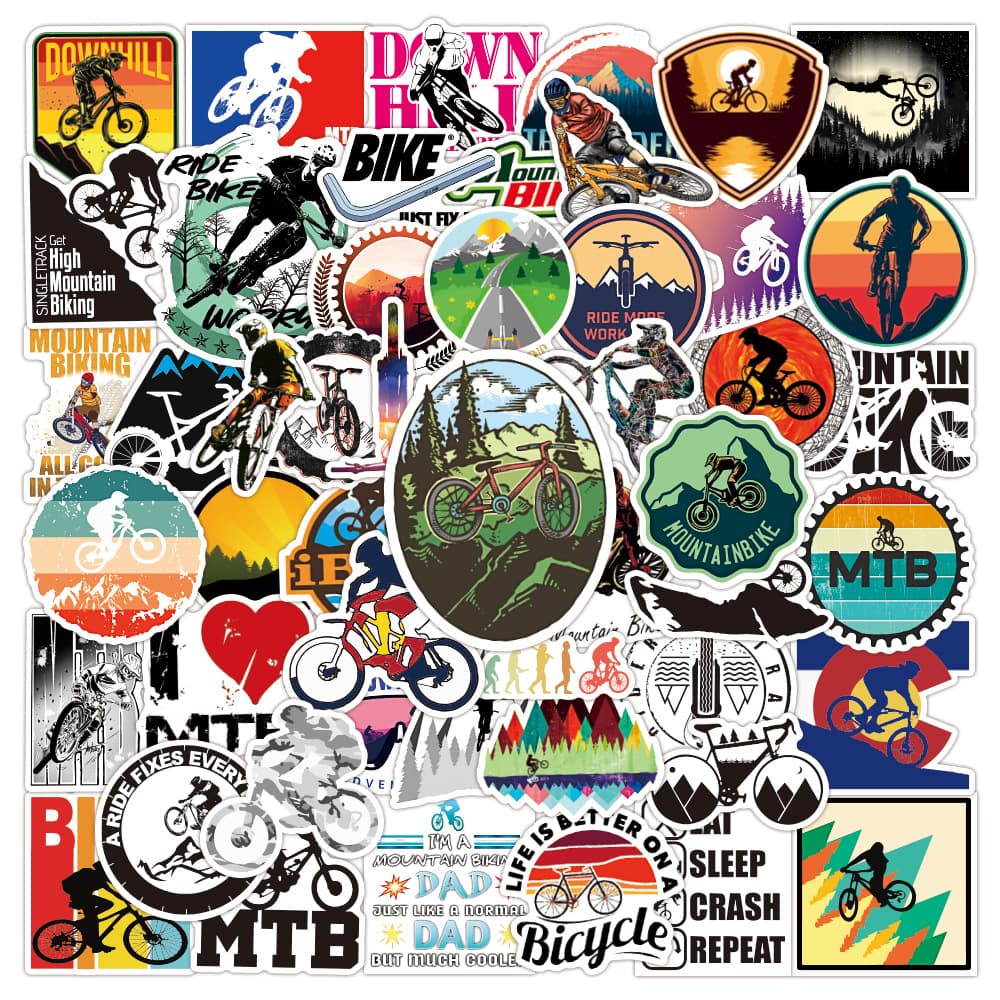 50 Unique Outdoor Cycling Graffiti Stickers for Decorating Notebooks, Water Bottles, Skateboards, Luggage, and Toolboxes