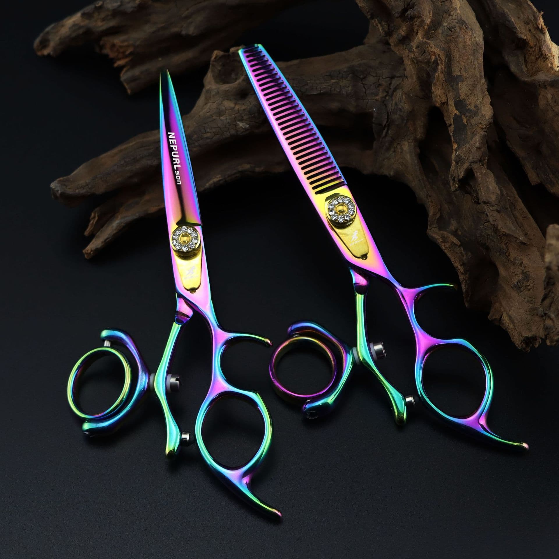 Colorful 6.0-inch hairdressing scissors, hair scissors, flat scissors, bangs scissors, dental scissors, flying scissors, 720° rotation