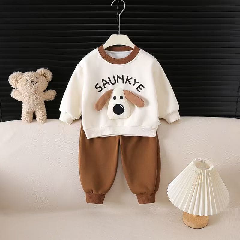 Children's Clothing Spring and Autumn Suit Super Cute Cartoon Dog Casual Wear Two-piece Casual Western Style Boy's Sweatshirt Autumn Outing Wear
