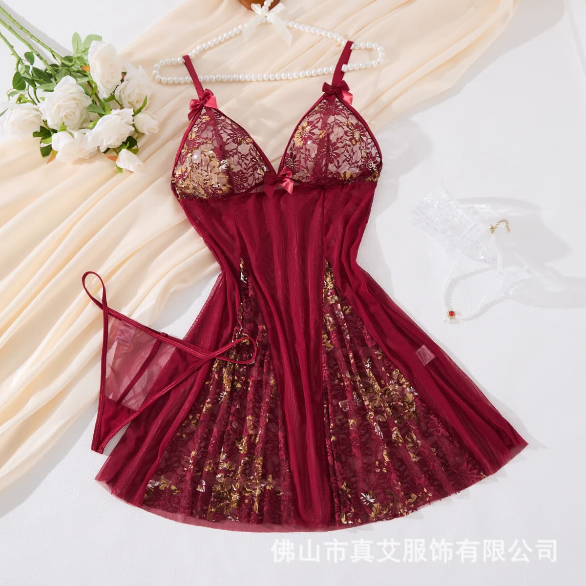 European and American cross-border nightdress for women, sexy and fun home clothes, sexy and light lace mesh sexy pajamas, wholesale in stock