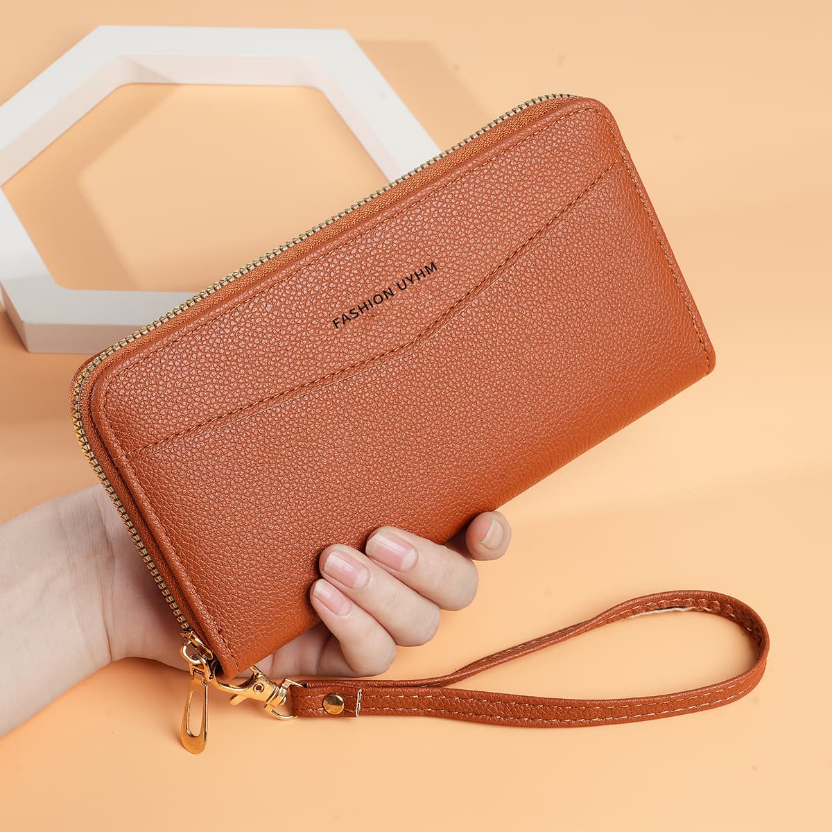 Women's Premium Sense Wallet Long Crossbody New Single Zipper Coin Purse Simple Pebble Grain Women's Handheld Wallet