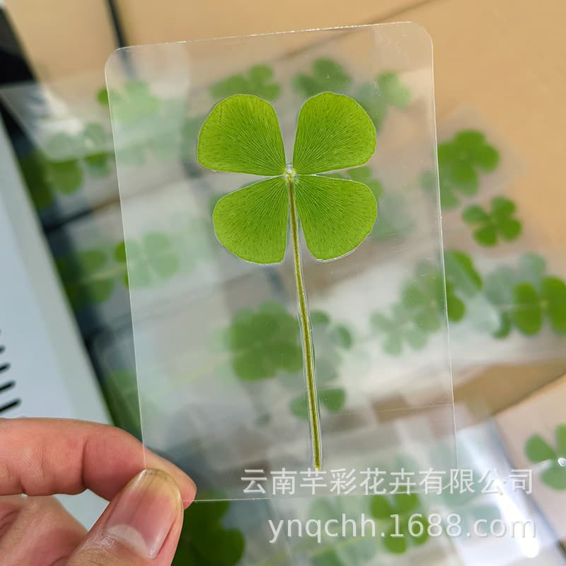Four-leaf Clover Pressed Flower Bookmark, Lucky Clover Dried Flower DIY Resin Bookmark, Pressed Flower Craft Material