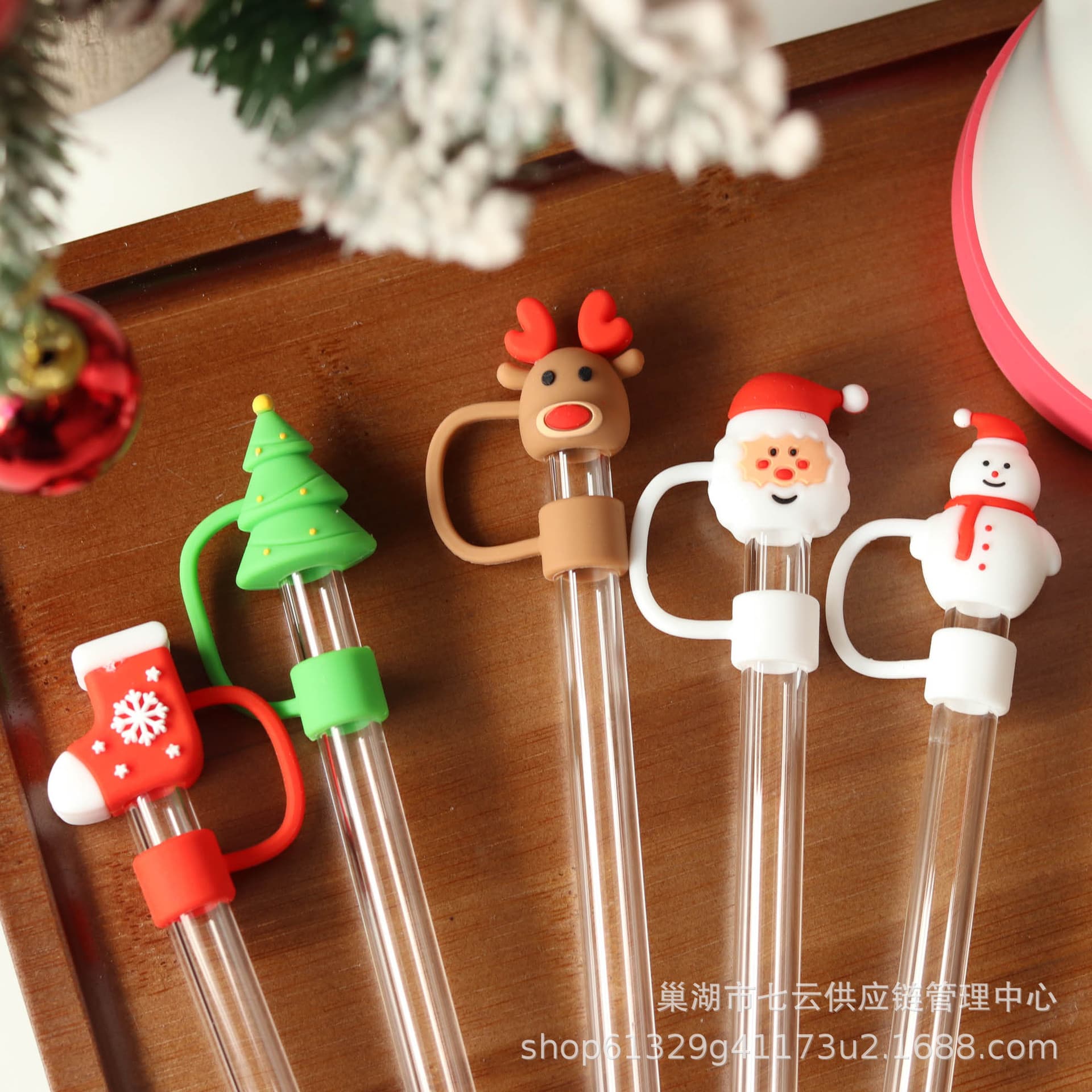 10mm Christmas Straw Dust Cover, Stanley Cup Accessories Straw Cap, Silicone Cartoon Straw Sleeve, Straw Lid