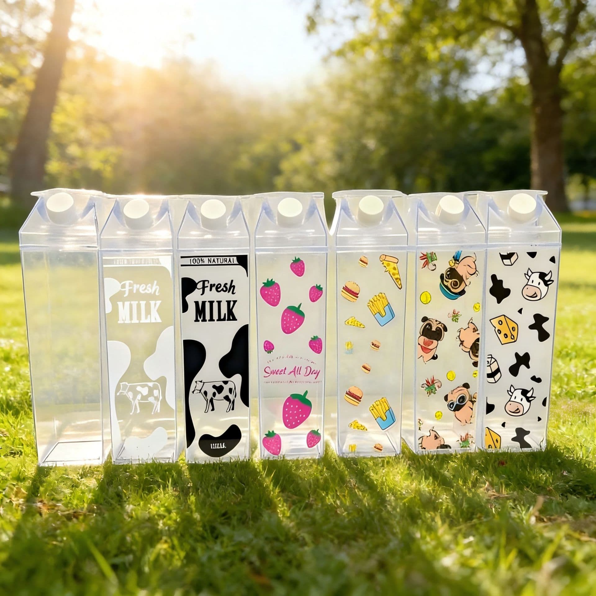 Square milk cup transparent plastic portable water cup 1000ML large capacity household juice milk tea beverage dispensing cup