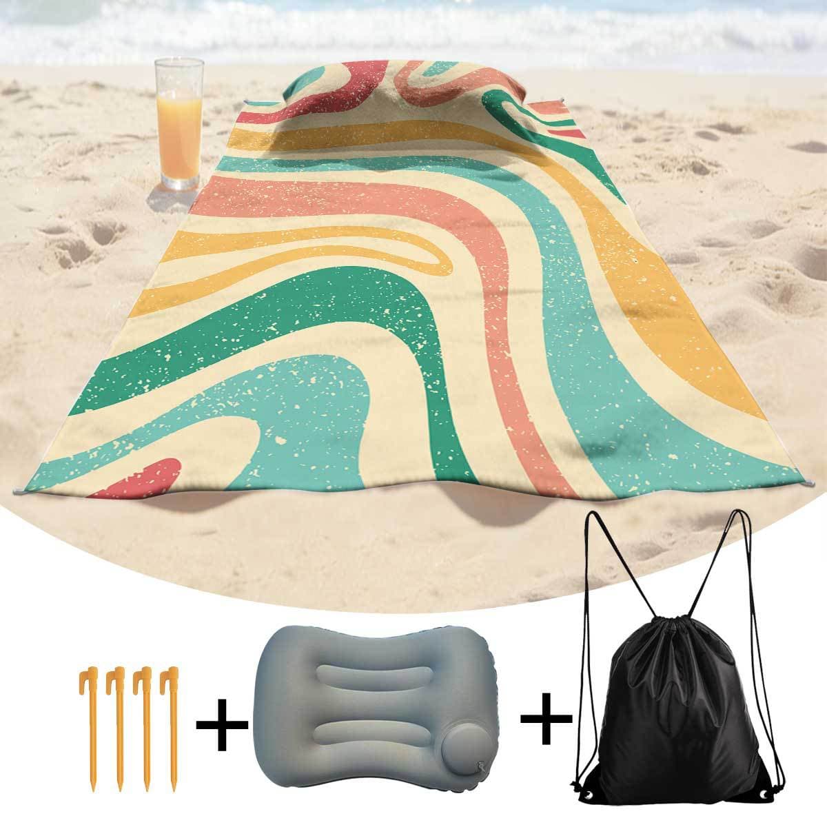 Minimum order of 1: Beach Towel Pillow + Inflatable Pillow + Sand Anchor + Drawstring Bag Beach Towel Pillow 2