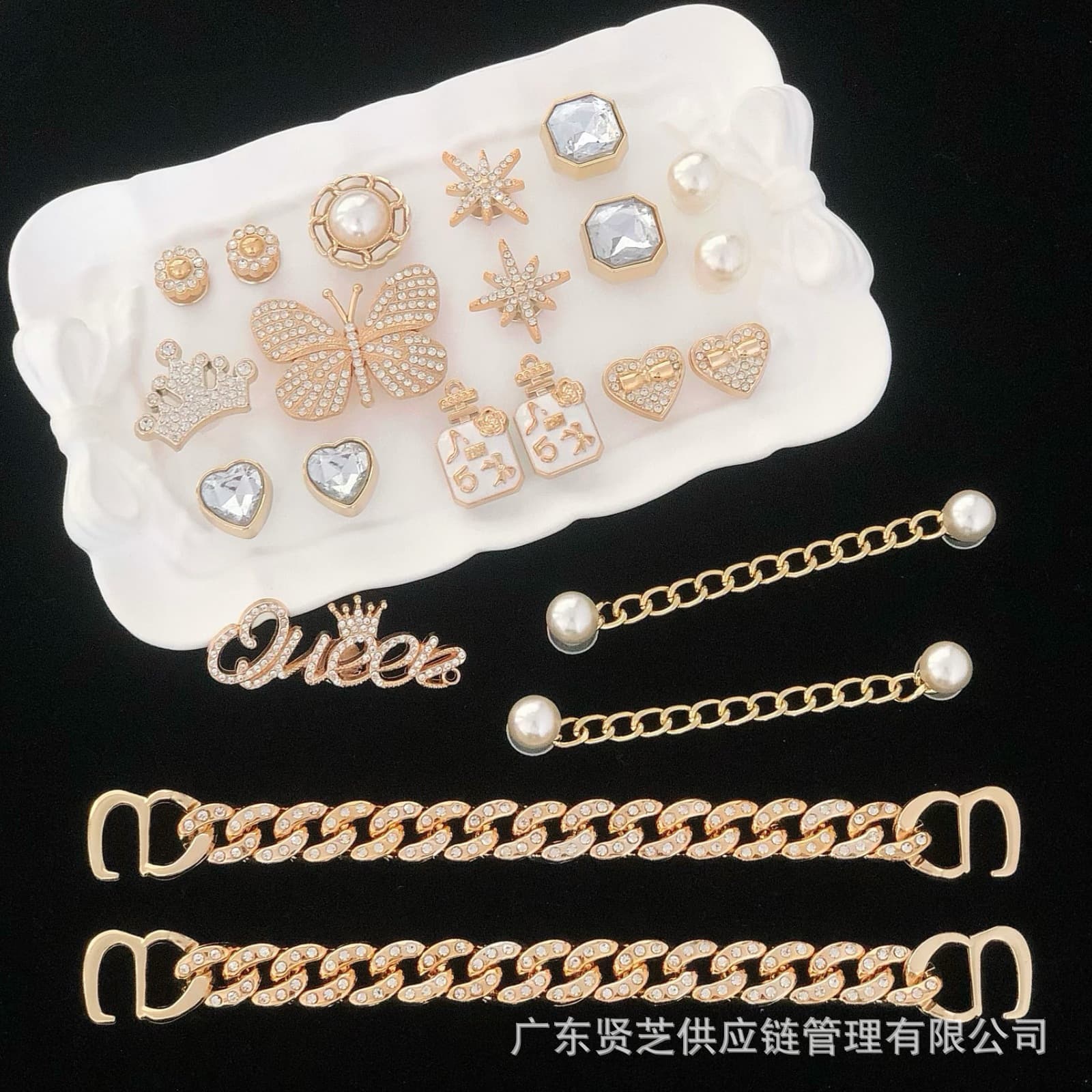 Cross Border Crocs DIY Accessories High-End Light Luxury Shoe Charms Detachable Decorative Crocs Shoe Clips