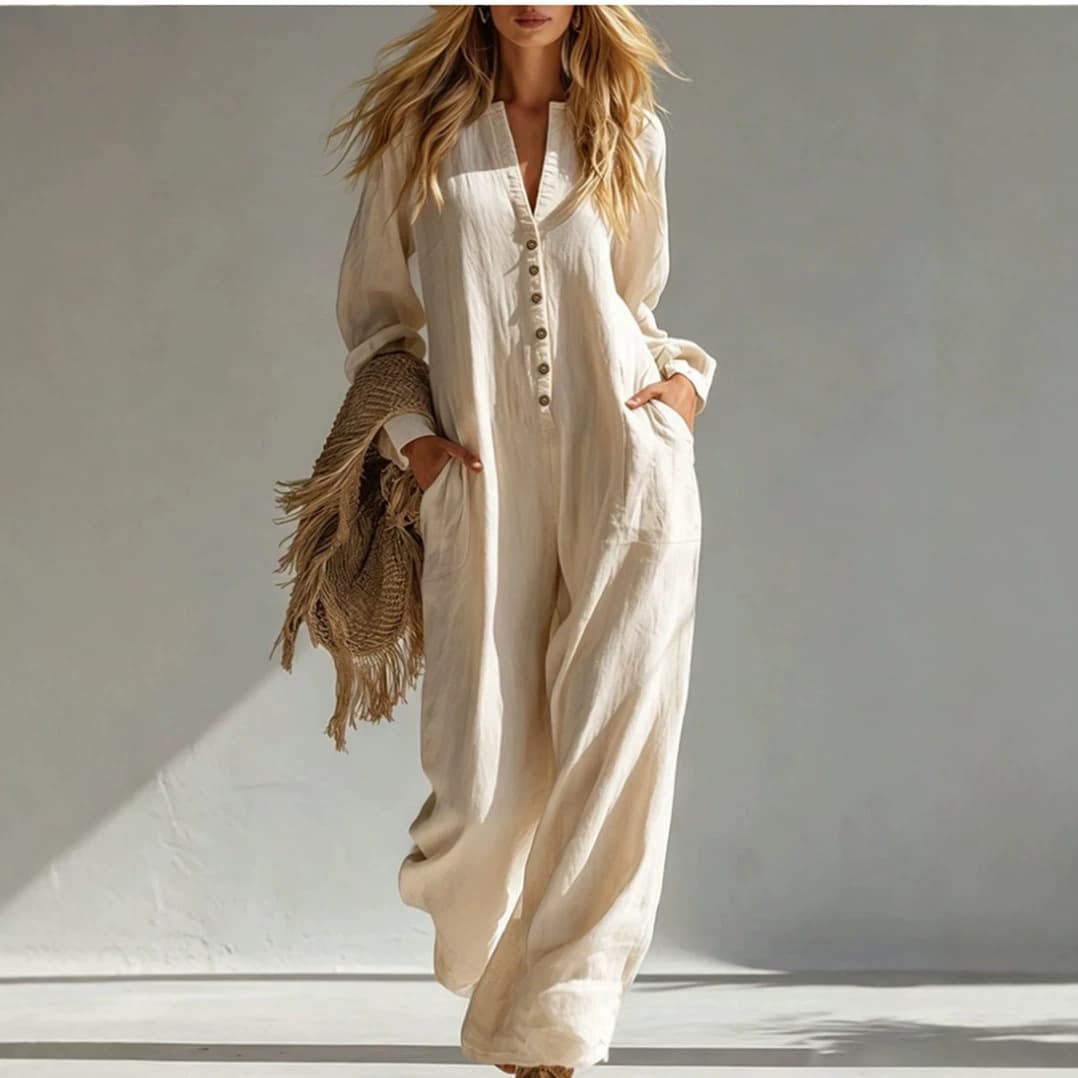2026 Fall New Arrival European and American Amazon Independent Site Double Pocket Casual Long Sleeve Loungewear Women's Jumpsuit