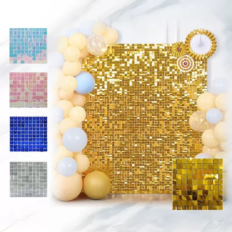 Cross-border wholesale sequin wind panel decorative painting background wall hanging painting glitter sequin gusset square silver fantasy blue