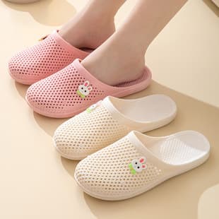 Shoe Factory Production Flat Bottom Closed-Toe Slippers for Women, Soft Sole Non-Slip Indoor Bathroom Beach Casual Hollow Out Outdoor Drop Shipping