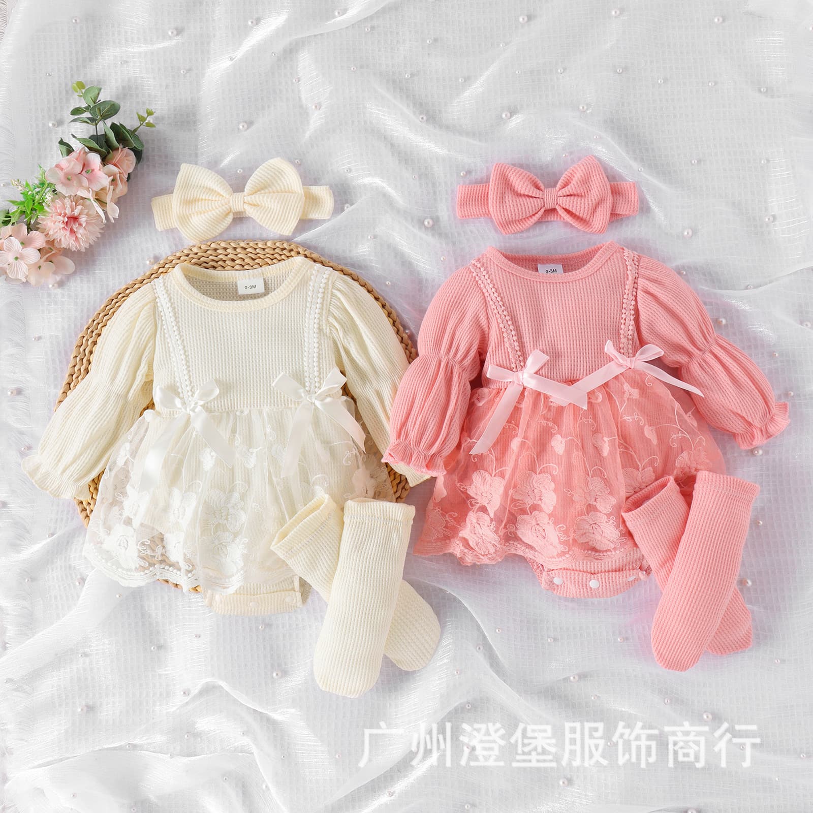 Ins Cross-border Europe and America Amazon New Products Children's Baby Pit Strip Long Sleeve Hare Mesh Dress