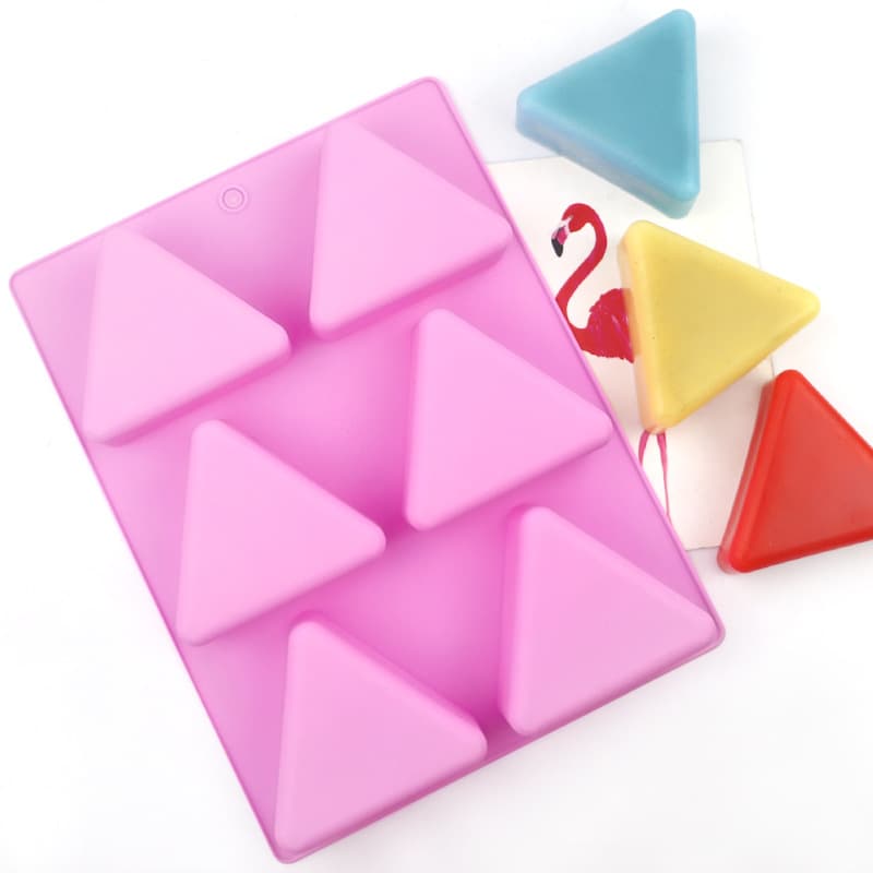 Minghao 6-Cavity Triangle Silicone Cheesecake Mold, Handmade Cold Process Soap Mold, Silicone Pudding Bread Mold